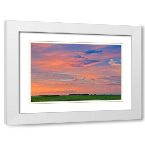 Canada-Manitoba-Dugald Clouds at sunset on prairie White Modern Wood Framed Art Print with Double Matting by Jaynes Gallery