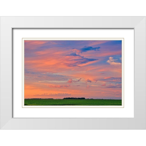 Canada-Manitoba-Dugald Clouds at sunset on prairie White Modern Wood Framed Art Print with Double Matting by Jaynes Gallery