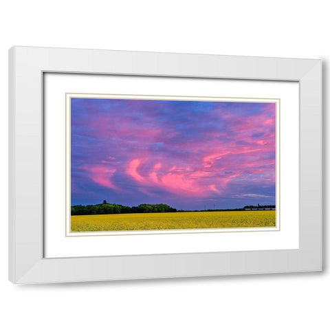 Canada-Manitoba-Dugald Clouds at sunset on prairie White Modern Wood Framed Art Print with Double Matting by Jaynes Gallery
