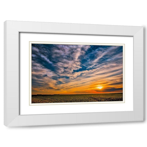 Canada-Manitoba-Dugald Clouds at sunset on prairie White Modern Wood Framed Art Print with Double Matting by Jaynes Gallery