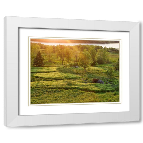Canada, New Brunswick Sunset over St John River White Modern Wood Framed Art Print with Double Matting by Anon, Ellen