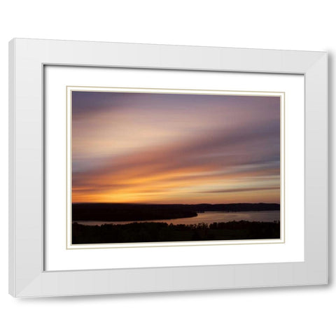 Canada Sunset on meadow and St John River White Modern Wood Framed Art Print with Double Matting by Anon, Ellen