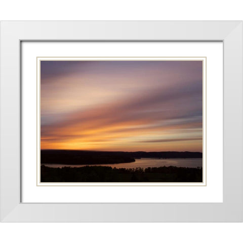 Canada Sunset on meadow and St John River White Modern Wood Framed Art Print with Double Matting by Anon, Ellen