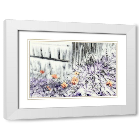 Canada Abstract of wooden building and garden White Modern Wood Framed Art Print with Double Matting by Anon, Ellen