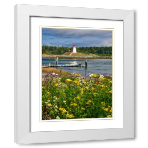 Maine-Lubec Mulholland Point Lighthouse as seen from the town of Lubec-Maine White Modern Wood Framed Art Print with Double Matting by Eggers, Julie
