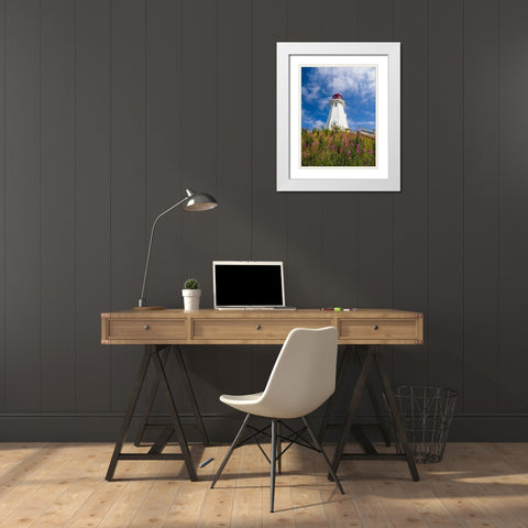 Canada-New Brunswick-Campobello Island Mulholland Point Lighthouse White Modern Wood Framed Art Print with Double Matting by Eggers, Julie