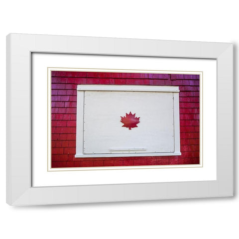 Canada-New Brunswick-Campobello Island-Welshpool-house with Canadian Maple Leaf designs White Modern Wood Framed Art Print with Double Matting by Bibikow, Walter