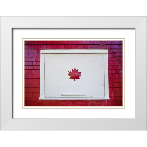 Canada-New Brunswick-Campobello Island-Welshpool-house with Canadian Maple Leaf designs White Modern Wood Framed Art Print with Double Matting by Bibikow, Walter