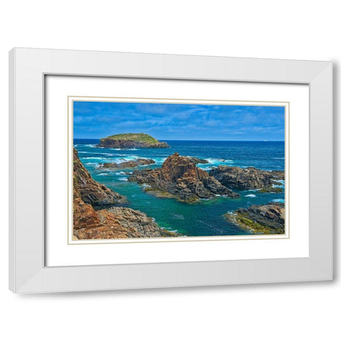 Canada-Newfoundland-Elliston Rocky shoreline on Atlantic Ocean White Modern Wood Framed Art Print with Double Matting by Jaynes Gallery