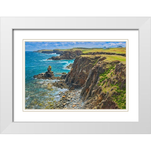 Canada-Newfoundland-Elliston Rocky shoreline on Atlantic Ocean White Modern Wood Framed Art Print with Double Matting by Jaynes Gallery
