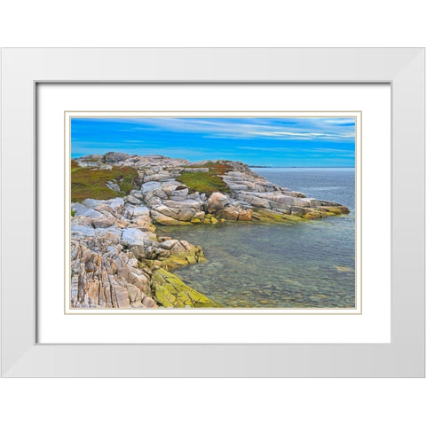 Canada-Newfoundland-Rose Blanche Rocky shoreline along Atlantic Ocean White Modern Wood Framed Art Print with Double Matting by Jaynes Gallery