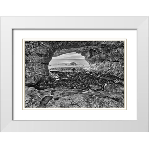 Canada-Newfoundland-The Arches Provincial Park-Rock cave on shore of Gulf of St Lawrence White Modern Wood Framed Art Print with Double Matting by Jaynes Gallery