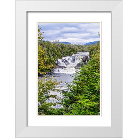 Bakers Brook Falls-Gros Mourne National Park-Rocky Harbor-Newfoundland-Canada White Modern Wood Framed Art Print with Double Matting by DeFreitas, Michael