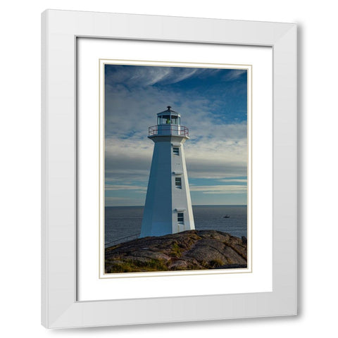 Canada-Newfoundland-Cape Spear Lighthouse White Modern Wood Framed Art Print with Double Matting by Wall, Patrick J.