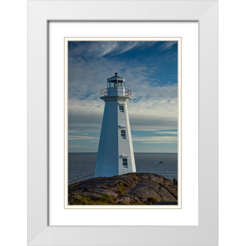 Canada-Newfoundland-Cape Spear Lighthouse White Modern Wood Framed Art Print with Double Matting by Wall, Patrick J.