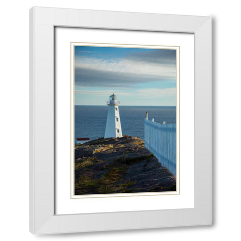 Canada-Newfoundland-Cape Spear Lighthouse White Modern Wood Framed Art Print with Double Matting by Wall, Patrick J.