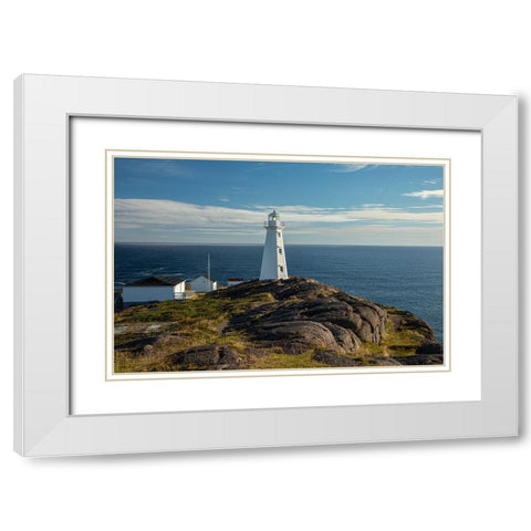 Canada-Newfoundland-Cape Spear Lighthouse White Modern Wood Framed Art Print with Double Matting by Wall, Patrick J.