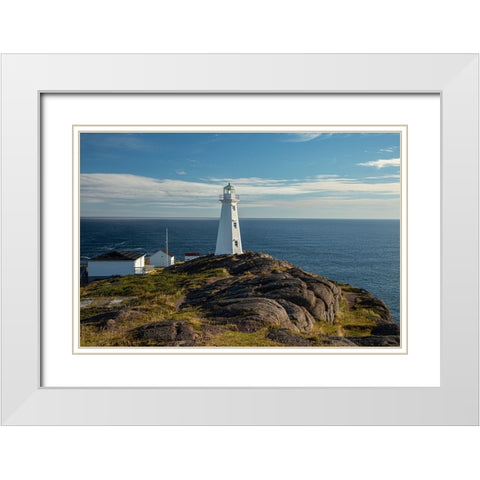 Canada-Newfoundland-Cape Spear Lighthouse White Modern Wood Framed Art Print with Double Matting by Wall, Patrick J.
