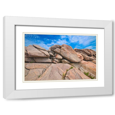 Canada-Nova Scotia-Cape Breton Island Rocky shoreline along Cabot Strait White Modern Wood Framed Art Print with Double Matting by Jaynes Gallery