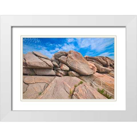 Canada-Nova Scotia-Cape Breton Island Rocky shoreline along Cabot Strait White Modern Wood Framed Art Print with Double Matting by Jaynes Gallery