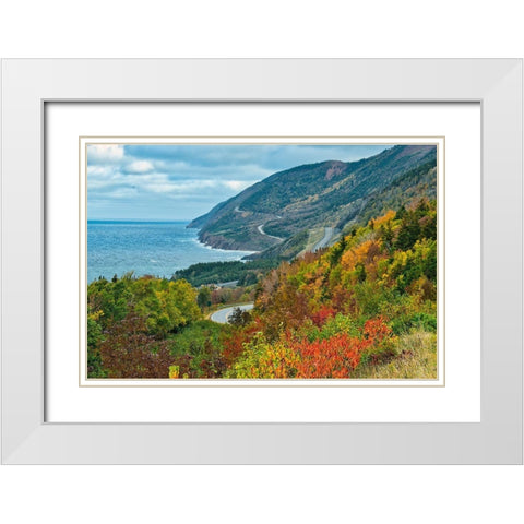 Canada-Nova Scotia-Cape Breton Island Coastline landscape along Gulf of St Lawrence White Modern Wood Framed Art Print with Double Matting by Jaynes Gallery