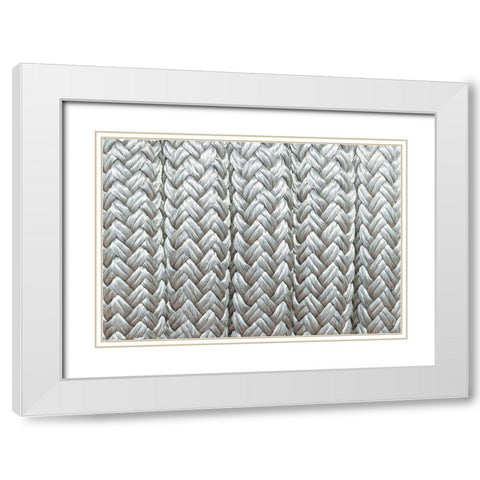 Rope used for fishing was found coiled on a large spool White Modern Wood Framed Art Print with Double Matting by Ostrowitz, Mallorie