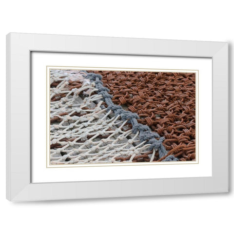 Fishing equipment was found on the docks of Lunenburg-Nova Scotia White Modern Wood Framed Art Print with Double Matting by Ostrowitz, Mallorie