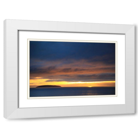 Canada-Nova Scotia-Cabot Trail-Cape Breton-Sunset at Margaree Harbor White Modern Wood Framed Art Print with Double Matting by Wall, Patrick J.