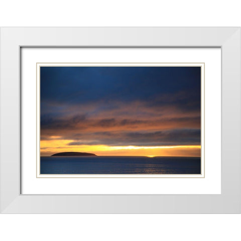 Canada-Nova Scotia-Cabot Trail-Cape Breton-Sunset at Margaree Harbor White Modern Wood Framed Art Print with Double Matting by Wall, Patrick J.