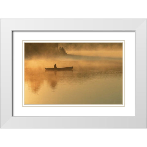 canoeist, Algonguin Park, Ontario, Canada White Modern Wood Framed Art Print with Double Matting by Rotenberg, Nancy