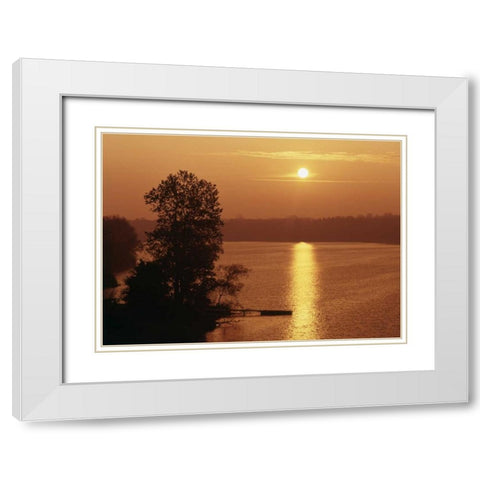 Canada, Ontario, London, Fanshawe Lake at sunrise White Modern Wood Framed Art Print with Double Matting by Grandmaison, Mike