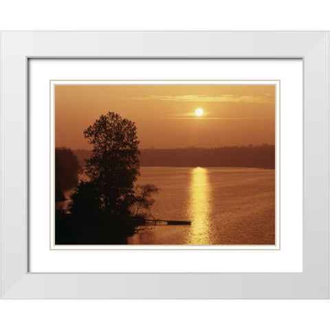 Canada, Ontario, London, Fanshawe Lake at sunrise White Modern Wood Framed Art Print with Double Matting by Grandmaison, Mike