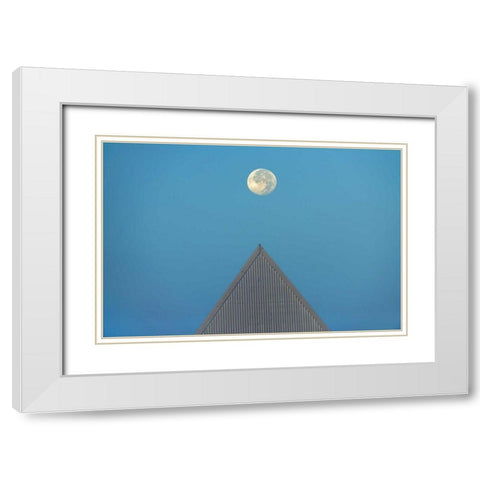 Canada, Ontario Full moon at Brock University White Modern Wood Framed Art Print with Double Matting by Grandmaison, Mike