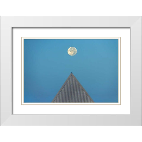 Canada, Ontario Full moon at Brock University White Modern Wood Framed Art Print with Double Matting by Grandmaison, Mike