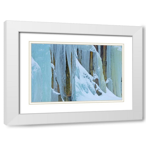 Canada, Baysville Ice from frozen waterfall White Modern Wood Framed Art Print with Double Matting by Grandmaison, Mike
