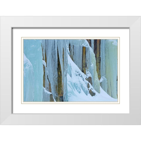 Canada, Baysville Ice from frozen waterfall White Modern Wood Framed Art Print with Double Matting by Grandmaison, Mike