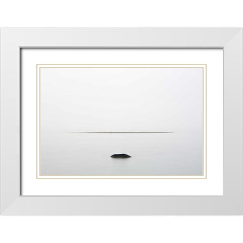 Canada, Ontario, Georgian Bay Rock and sand bar White Modern Wood Framed Art Print with Double Matting by Grandmaison, Mike
