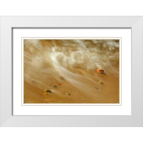 Canada, Ontario Waves crashing against pebbles White Modern Wood Framed Art Print with Double Matting by Grandmaison, Mike