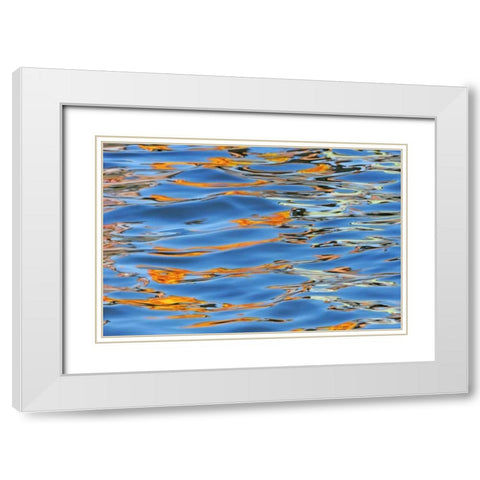 Canada Detail of yellow boat on Lake Rosseau White Modern Wood Framed Art Print with Double Matting by Grandmaison, Mike