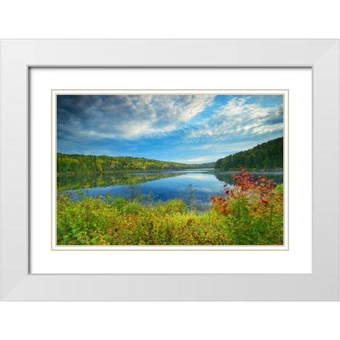 Canada, Algonquin PP Landscape of Costello Lake White Modern Wood Framed Art Print with Double Matting by Grandmaison, Mike