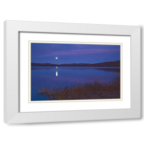 Canada, Ontario Moonrise on Lake of Two Rivers White Modern Wood Framed Art Print with Double Matting by Grandmaison, Mike