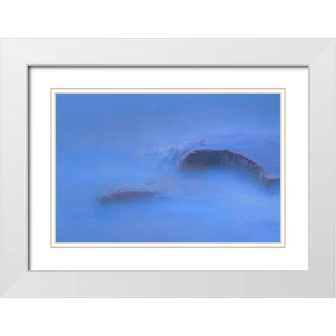 Canada, Killarney PP Waves and shoreline rocks White Modern Wood Framed Art Print with Double Matting by Grandmaison, Mike