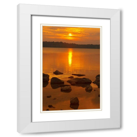 Canada, Bruce Peninsula Sunset on Berford Lake White Modern Wood Framed Art Print with Double Matting by Grandmaison, Mike