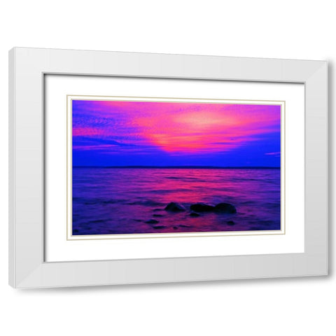 Canada, Ontario, Sunrise on Parry Sound White Modern Wood Framed Art Print with Double Matting by Grandmaison, Mike