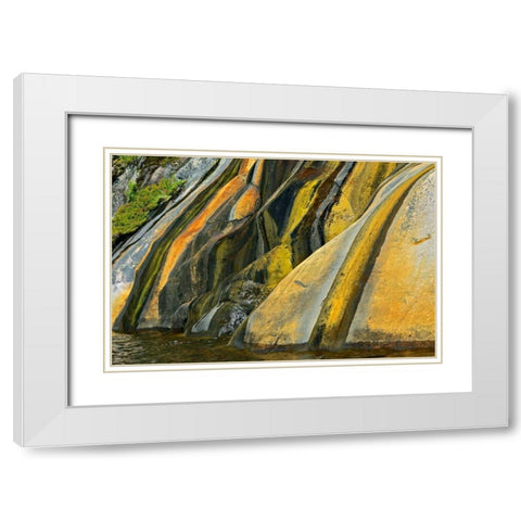 Canada, Ontario Rock face stained with runoff White Modern Wood Framed Art Print with Double Matting by Grandmaison, Mike