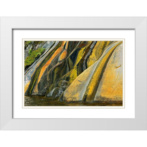 Canada, Ontario Rock face stained with runoff White Modern Wood Framed Art Print with Double Matting by Grandmaison, Mike