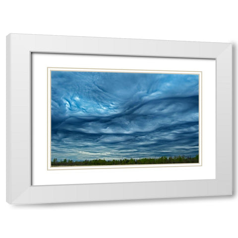 Canada-Ontario-Sault Ste Marie Asperitas clouds over Lake Superior White Modern Wood Framed Art Print with Double Matting by Jaynes Gallery