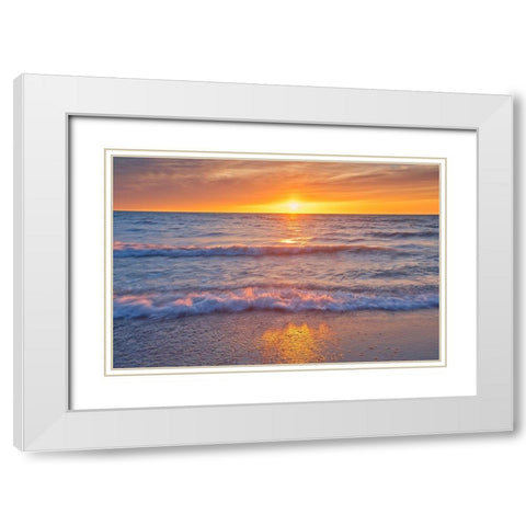 Canada-Ontario-Grand Bend Sandy beach on Lake Huron at sunset White Modern Wood Framed Art Print with Double Matting by Jaynes Gallery