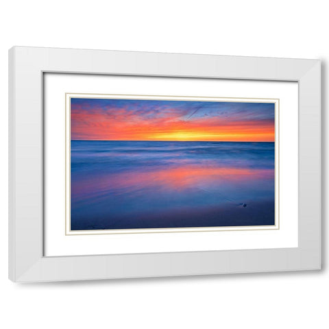 Canada-Ontario-Grand Bend Sandy beach on Lake Huron at sunset White Modern Wood Framed Art Print with Double Matting by Jaynes Gallery
