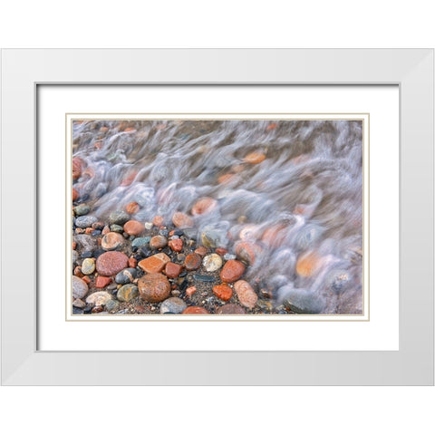 Canada-Ontario-Marathon Rocks and driftwood on Pebble Lake Superiors Beach White Modern Wood Framed Art Print with Double Matting by Jaynes Gallery